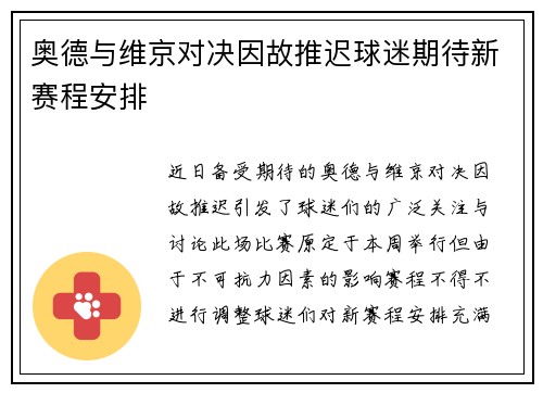 奥德与维京对决因故推迟球迷期待新赛程安排